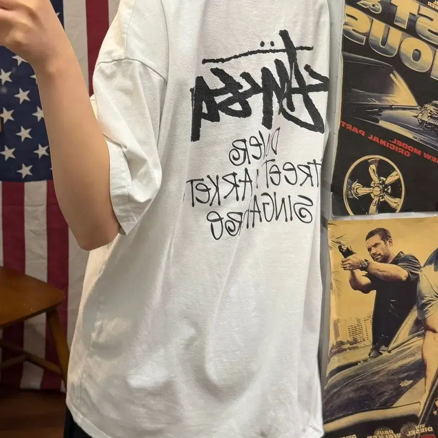 스투시 도버 스트리트 마켓 싱가폴 반팔티 화이트