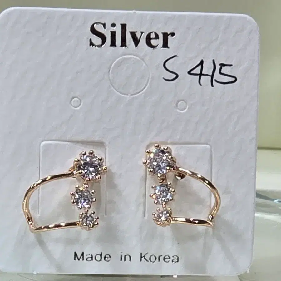 925은침 큐빅 장식 귀걸이 1,2센치