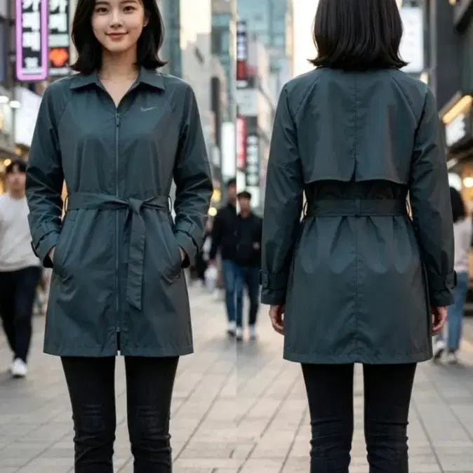 나이키 여성 바람막이 트렌치코트 블랙