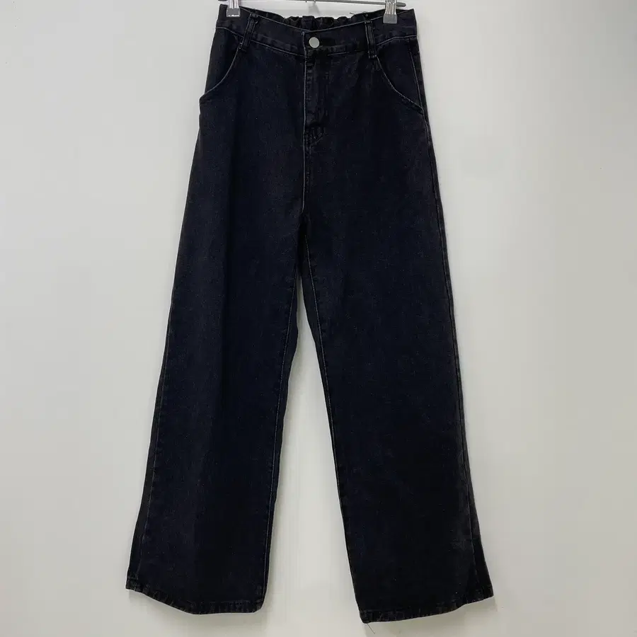 빈티지 흑청 밴딩 와이드 팬츠 M