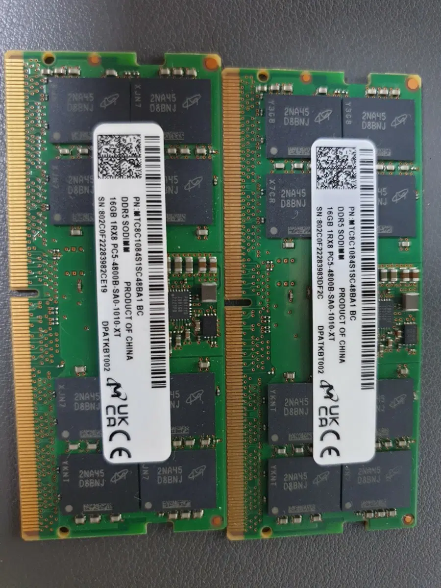 마이크론 노트북용 ddr5 램 4800b 16gb 2개