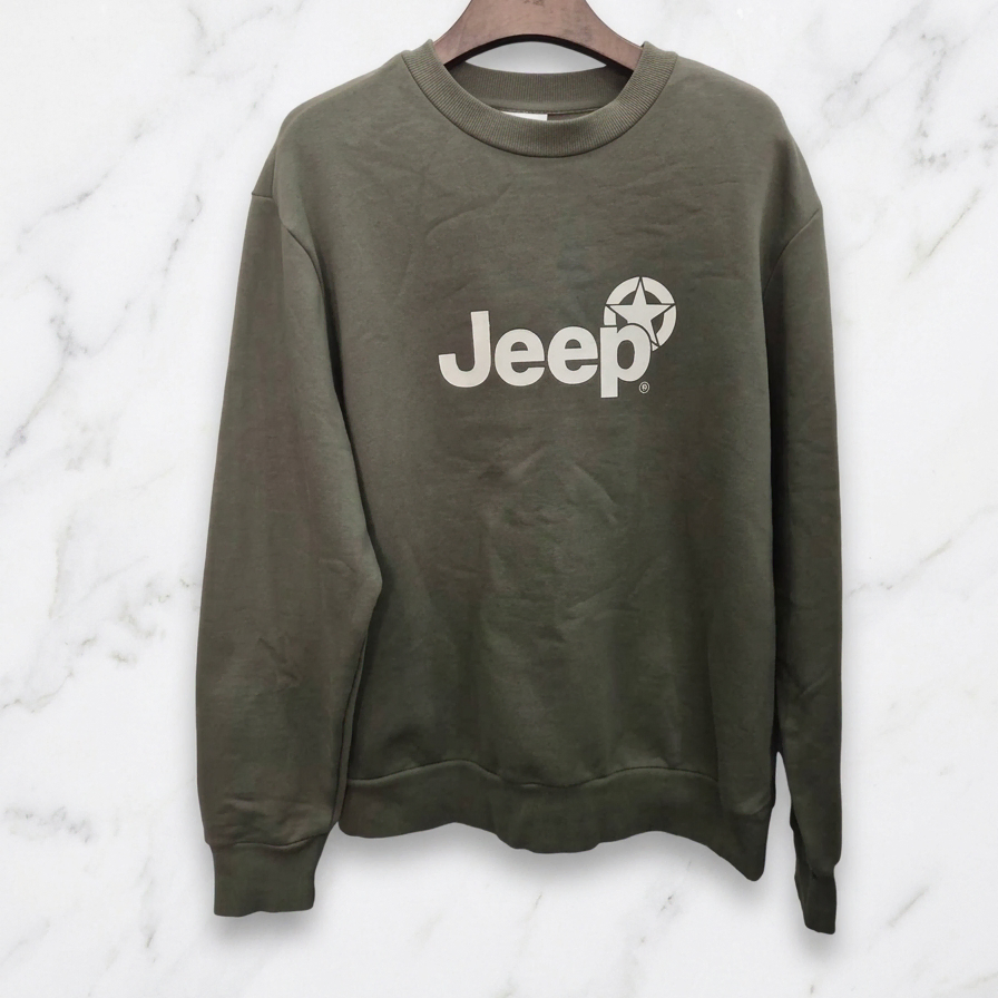 L,100 )) JEEP 지프 맨투맨! 카키 색상~ 팔에도 로고 있어요!~