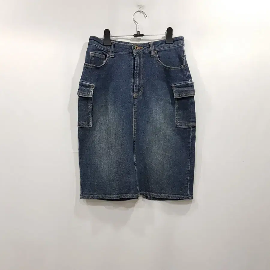 T105 빈티지 워싱 y2k 카고 미디 청치마 데님 스커트 여S