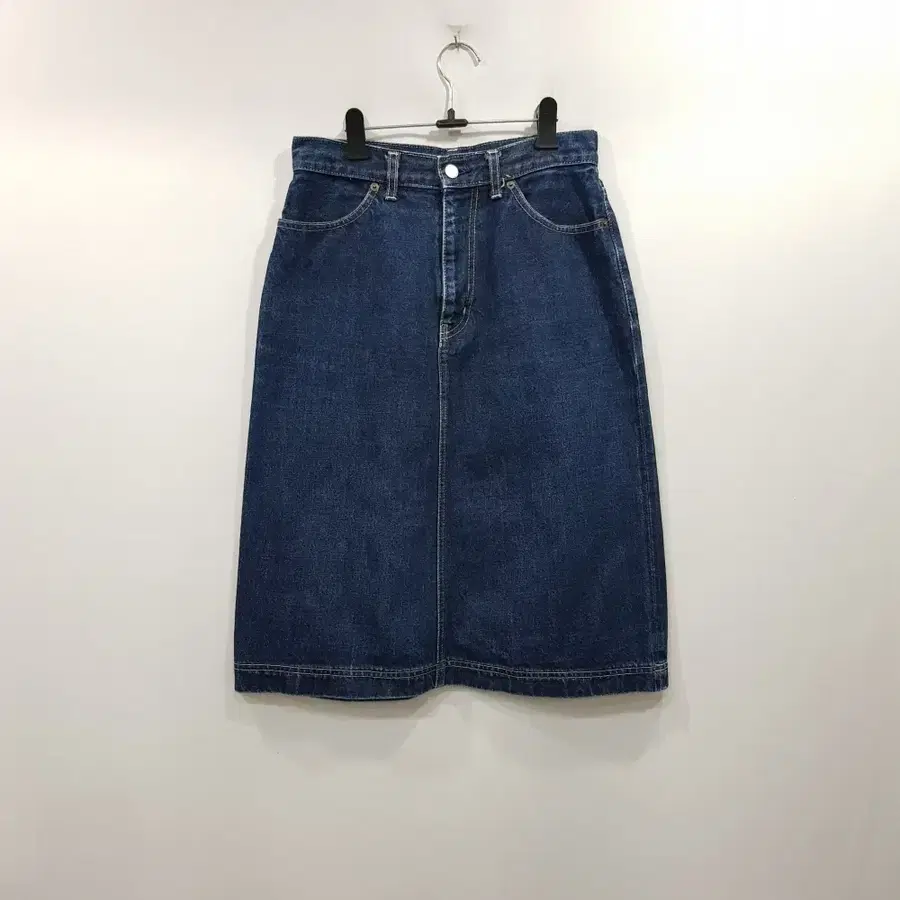 T106 JPN 빈티지 중청 A라인 청 데님 미디 스커트 여M