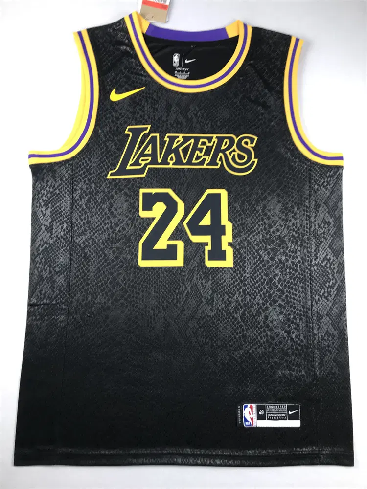 NBA 레이커스 BRYANT 24번 뱀피턴 패턴 블랙 기념 농구 유니폼 남녀공용 저지