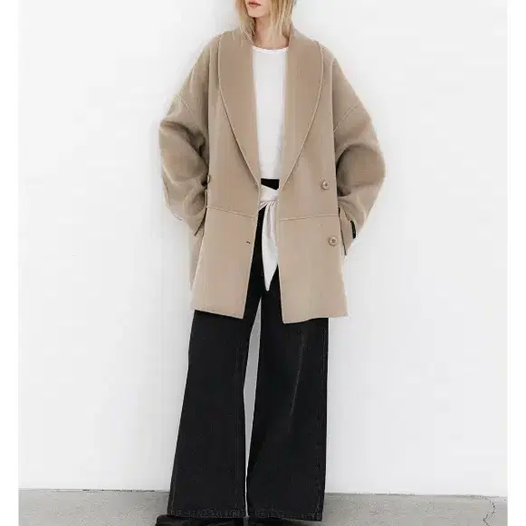 아뜰리에 나인 코트 (CT-1458)SHAWL COLLAR WOOL HANDMADE HALF COAT