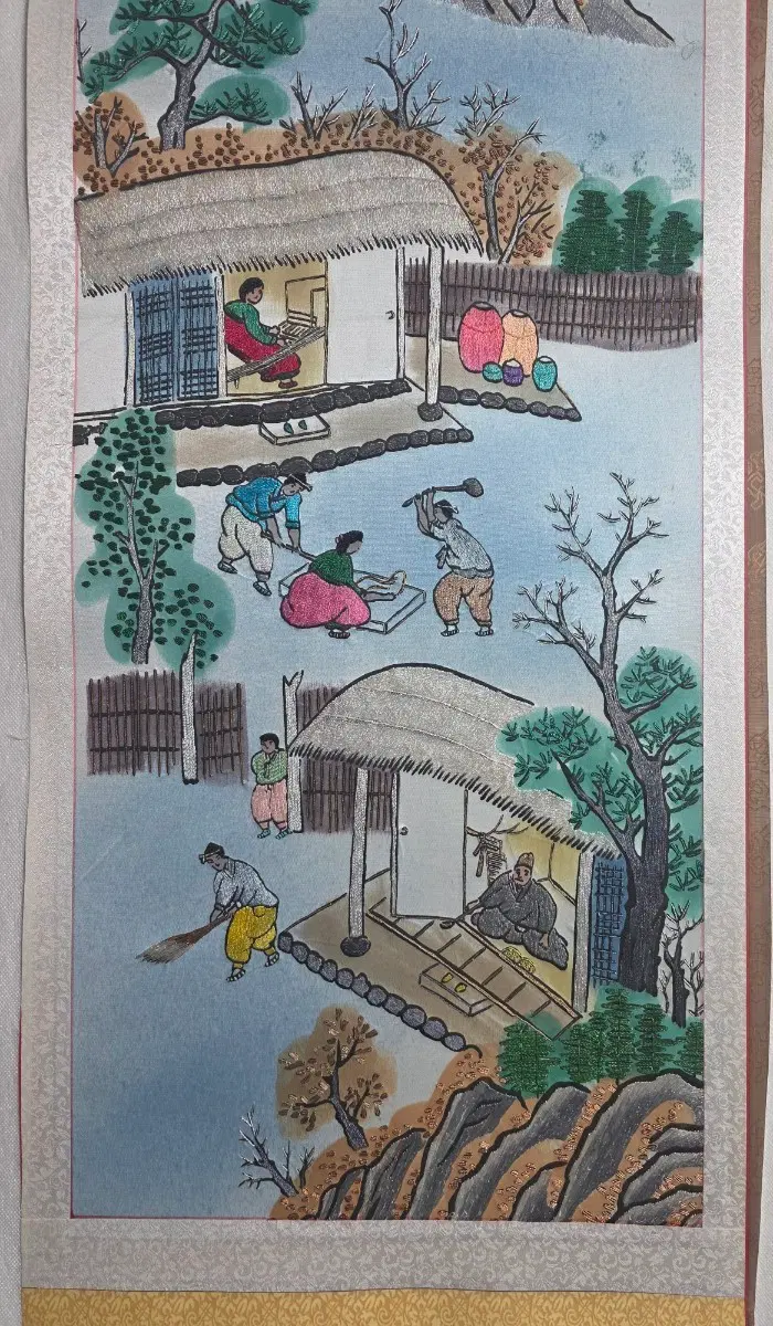 민화 한국 전통 풍경 자수