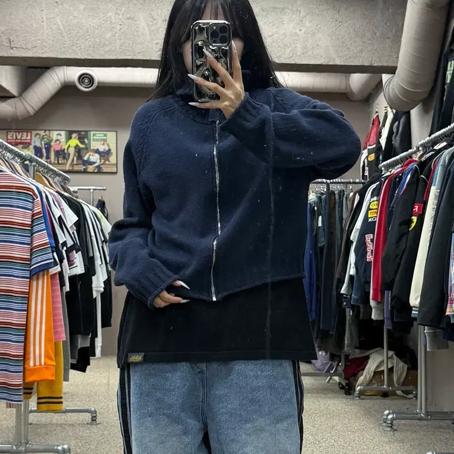 마뗑킴 네이비 니트집업 S395