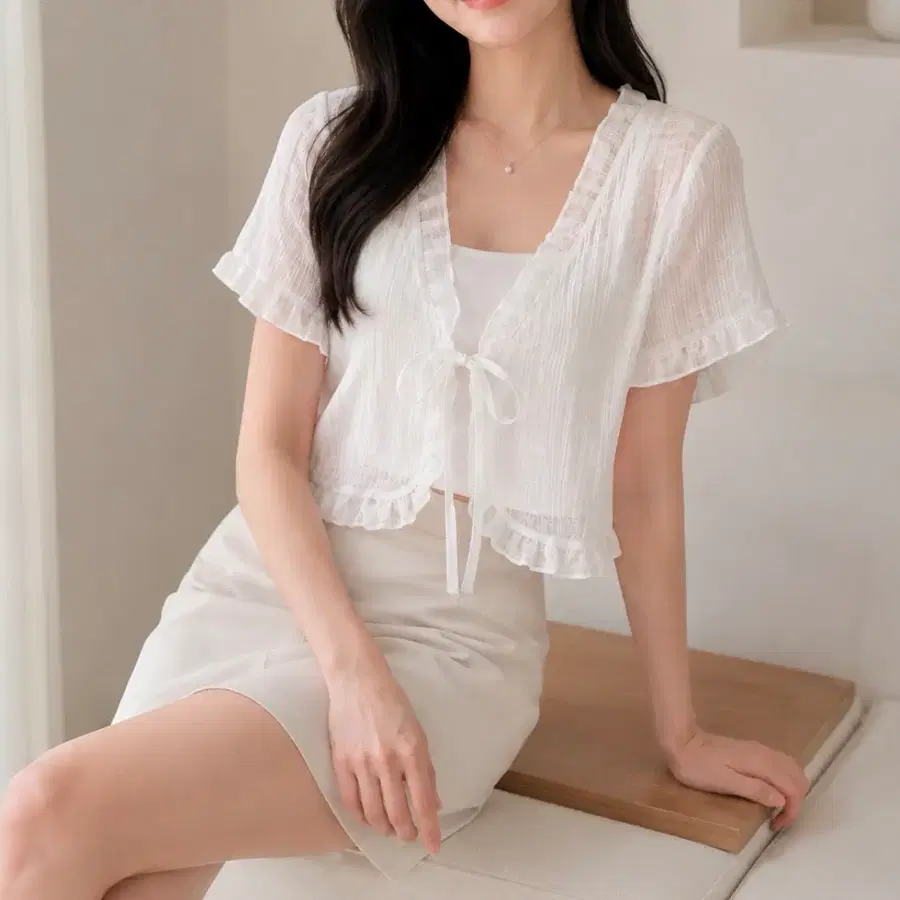 여성용 통기성 반소매 리본 셔츠 심플 M