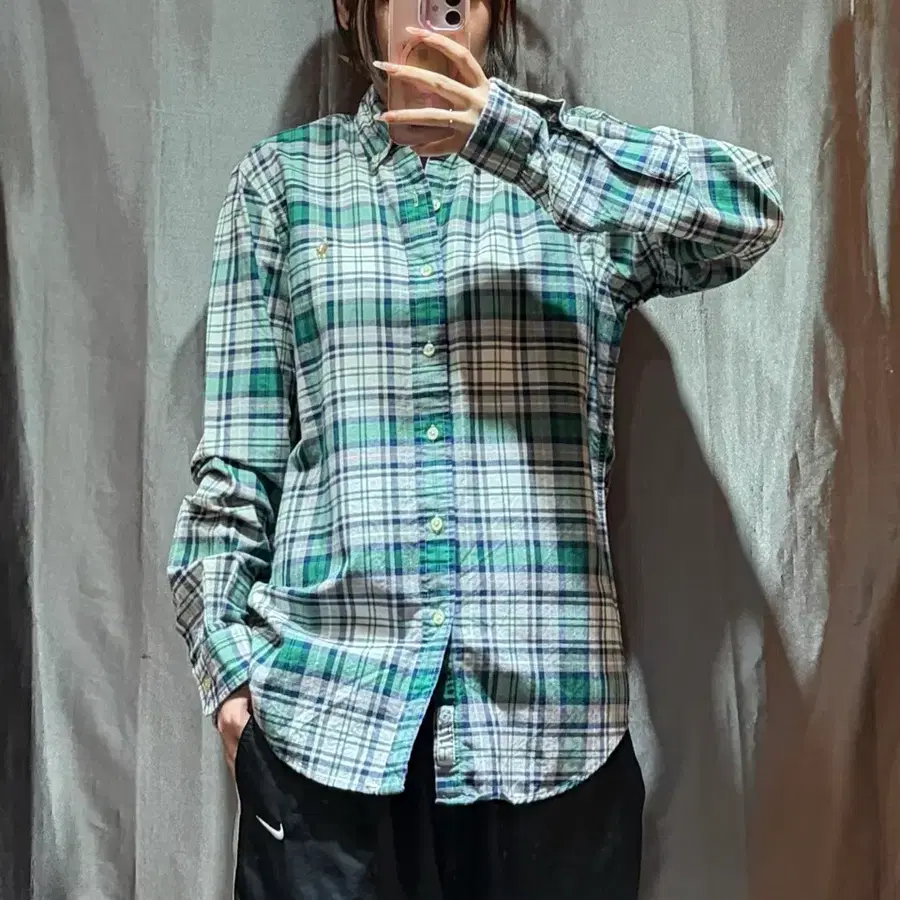 S POLO 폴로랄프로렌 클래식핏 그린 컬러믹스 체크 셔츠
