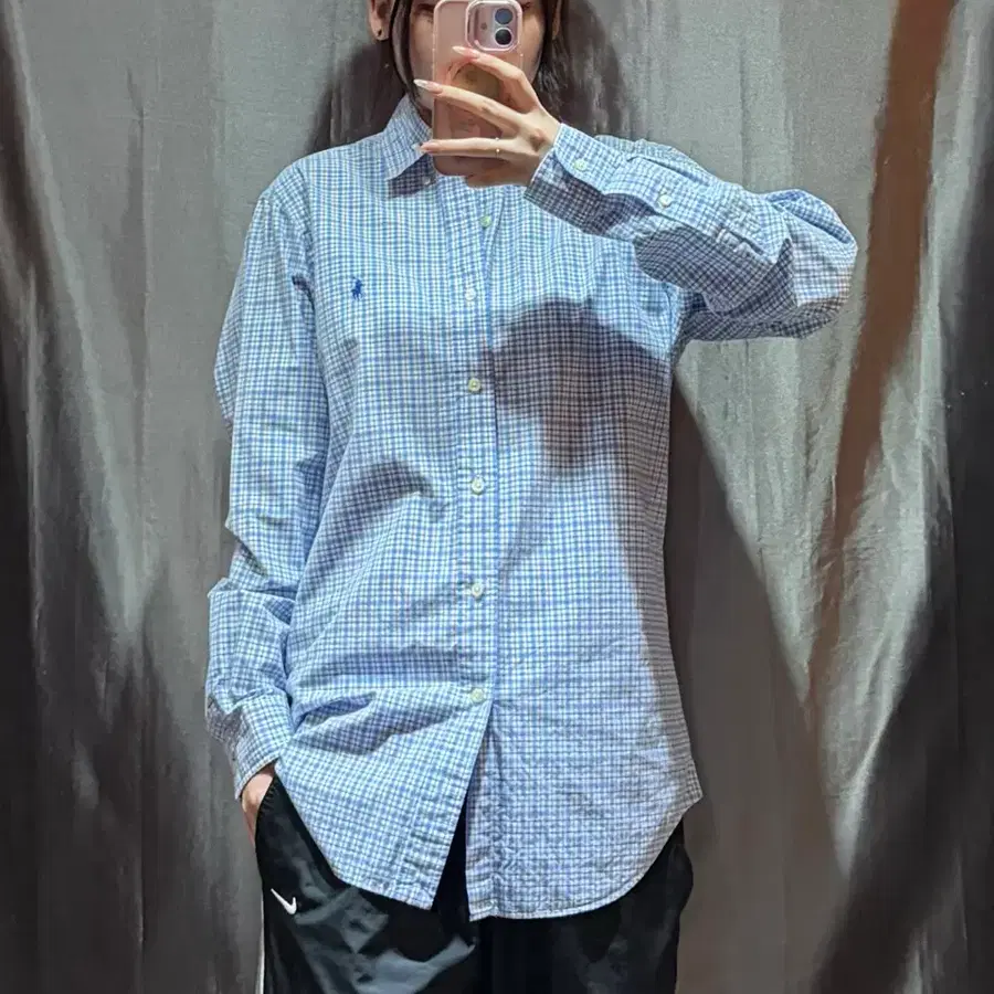 S POLO 폴로랄프로렌 블루포니 라이트블루 체크 셔츠