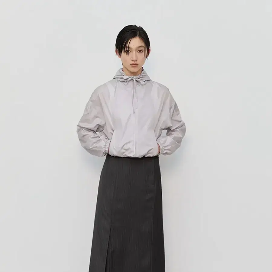 버뮬라 글로시 후드 아노락 그레이 m
