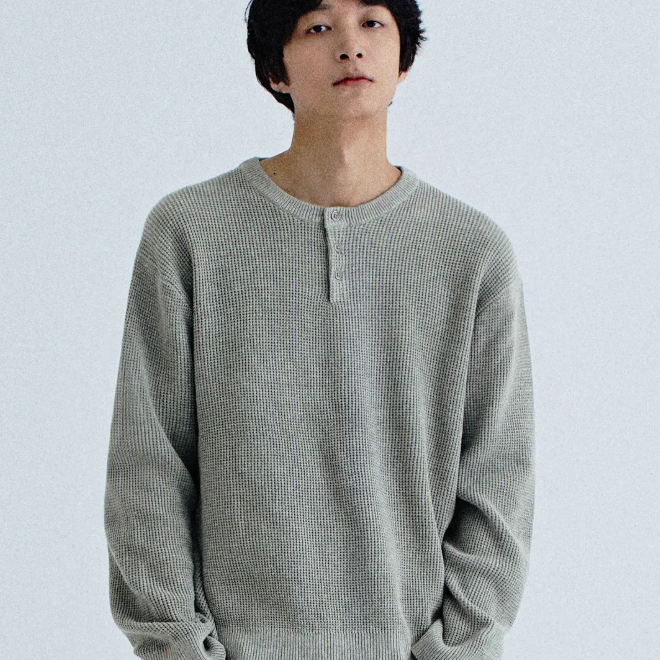 키뮤어 헨리넥 풀오버 니트_그레이