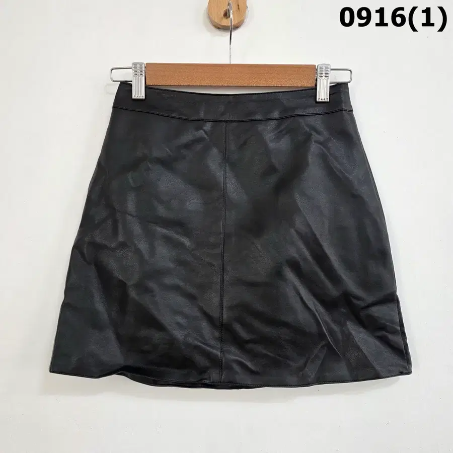 블랙 레더 스커트 s