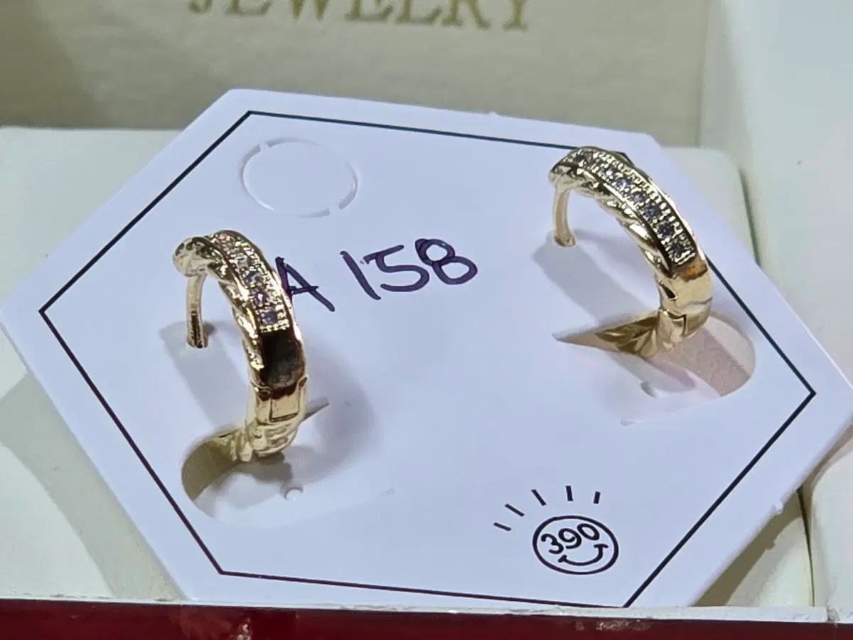 금도금 원터치 귀걸이 큐빅 1,1센치