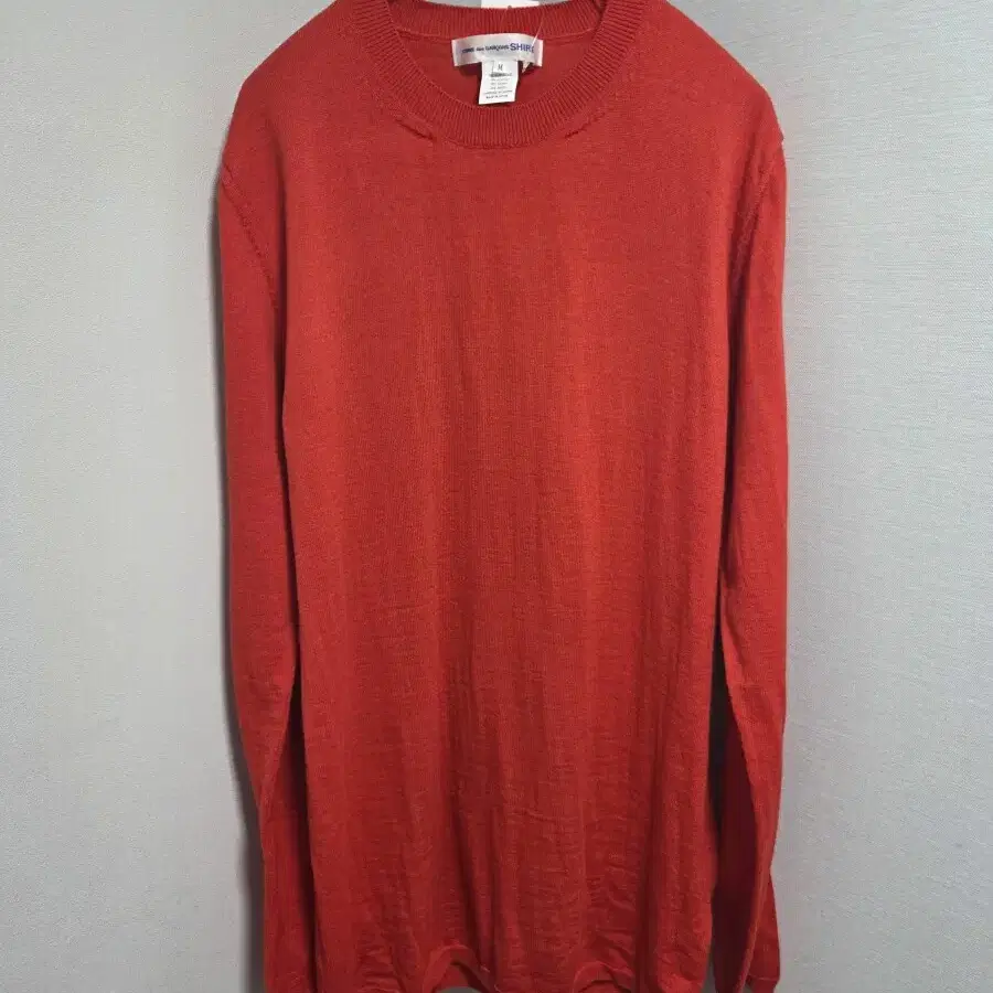 comme des garcons round neck acrylic pullover knit red