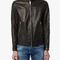 GIORGIO BRATO Round Neck Leather Biker Jacket