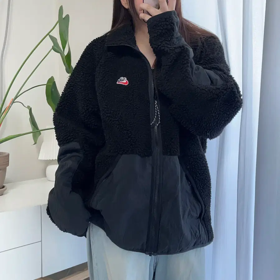 나이키 배색 쉐르파 후리스 [ L ]