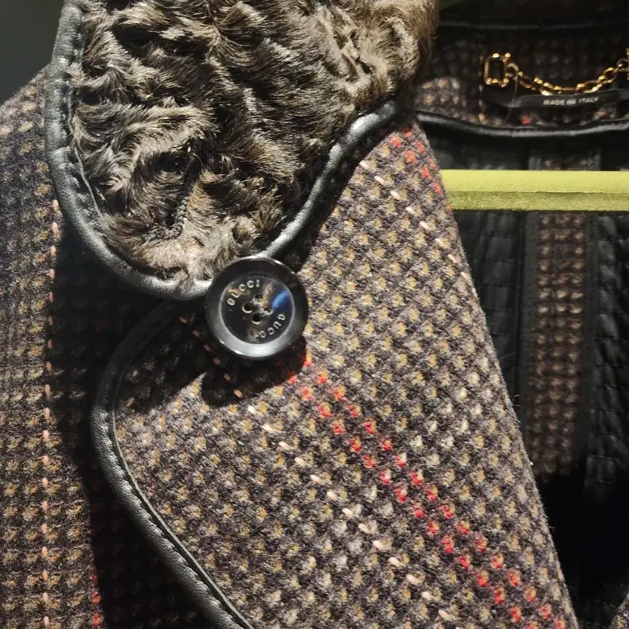 정품 gucci, made in italy, 울코트, 천연퍼