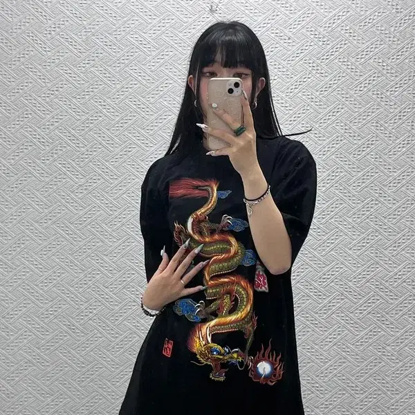 마이클 오리엔탈 스트릿 펑크 빈티지 드래곤 반팔티 XL C14823
