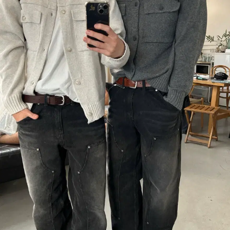 유먼트 더블니 흑청 xs