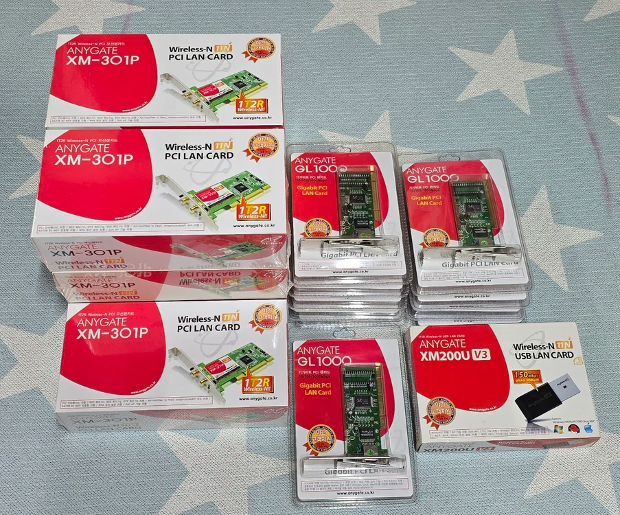 미개봉 무선랜카드 XM-301P, PCI 랜카드 GL1000, usb XM200U V3