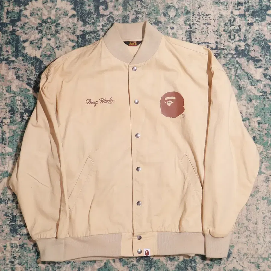 BAPE 베이프 비지 워크 바시티 자켓 스타장 베이지  L