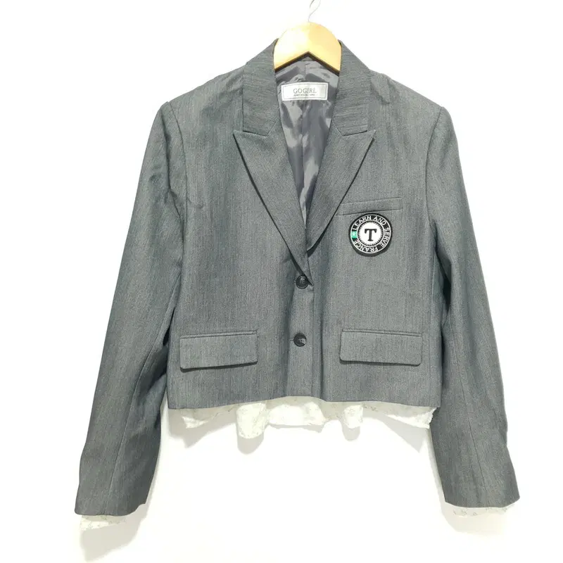 GOGIRL 고걸 배색 크롭 자켓 그레이 M_M1929