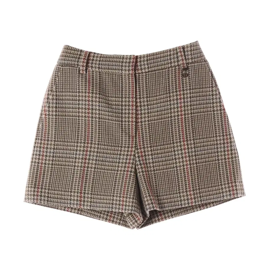 럭키슈에뜨 24FW 엠블럼 포인트 체크 울 블렌드 숏팬츠