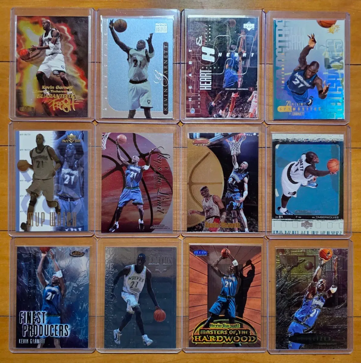 NBA 케빈 가넷 KG 인서트 컬렉션 일괄 12장 1999 2001 Fleer Finest Skybox