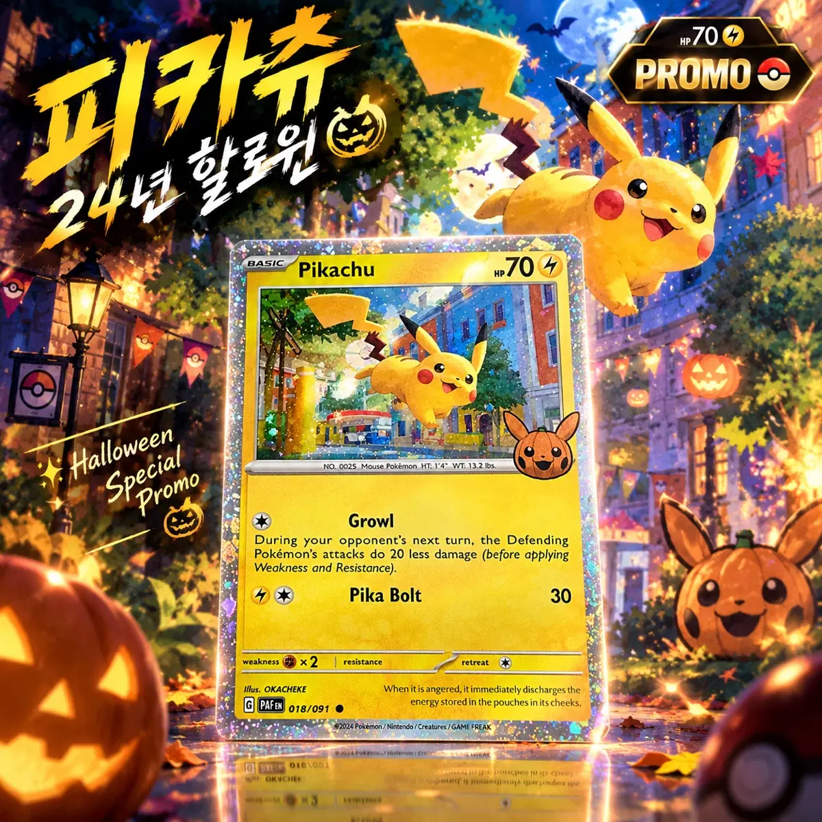 2024 피카츄 북미판 할로윈 포켓몬카드 홀로