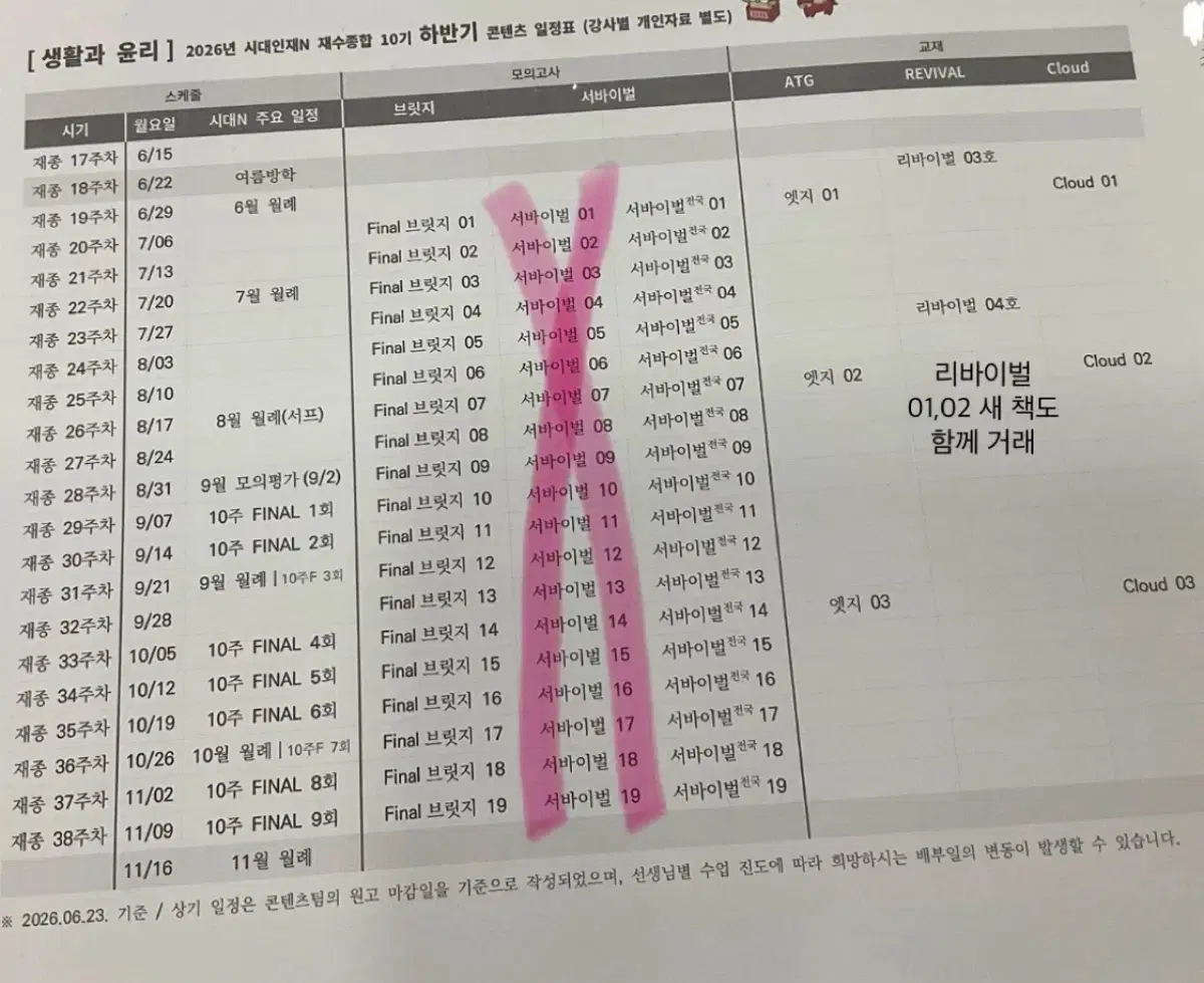 2027 시대인재 생활과 윤리 서바이벌 장기거래