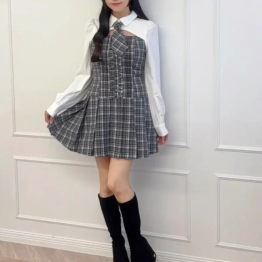 에블린 evelyn 넥타이 포함 플리츠 원피스