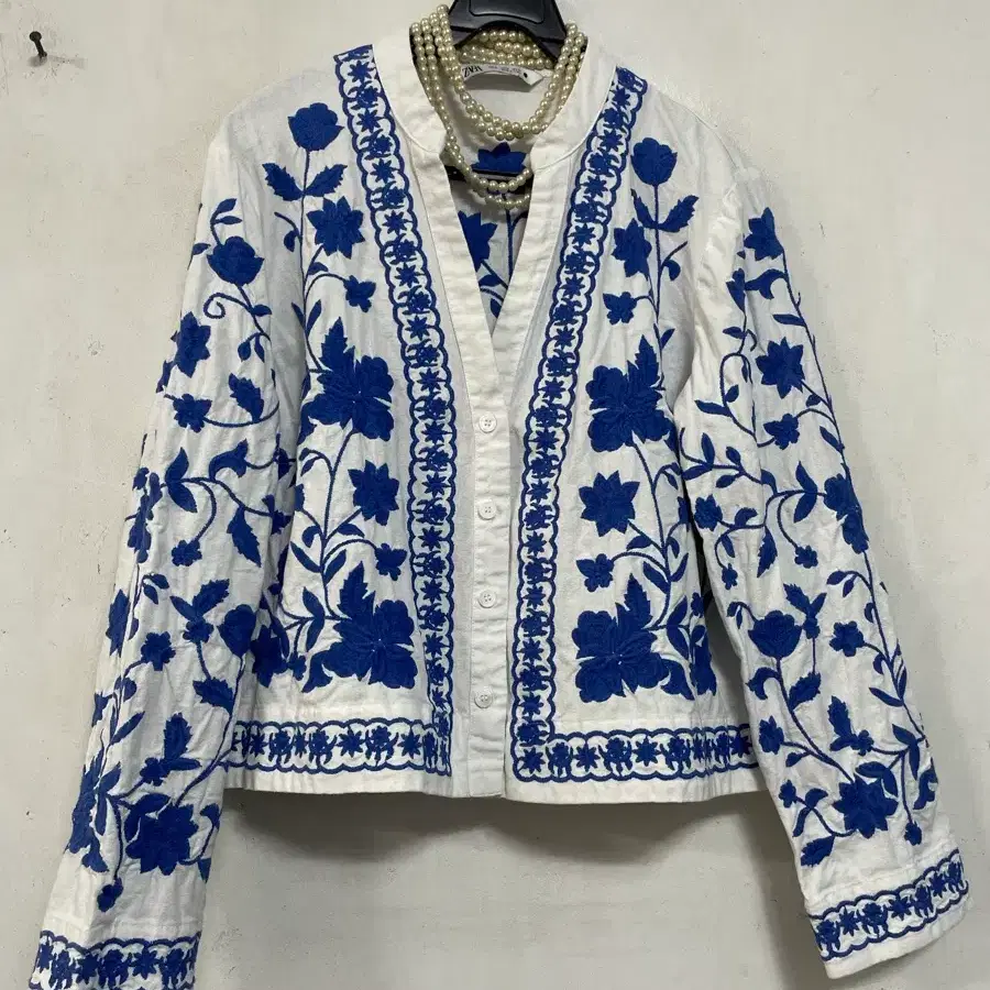 N7110 zara 자라 자수 자켓.린넨.면