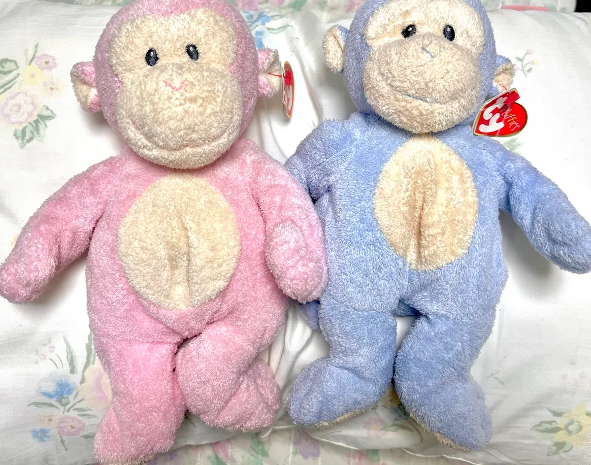 TY 핑크 블루 몽키 인형