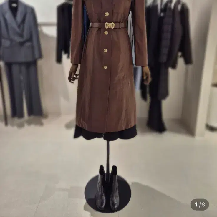 MOJO.S.PHINE 모조에스핀 천연 양가죽 벨티드 롱코트