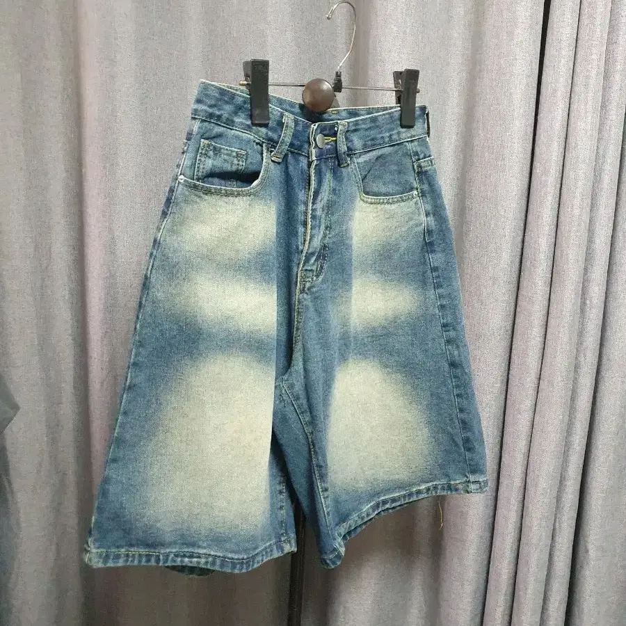 S워싱 와이드 버뮤다데님