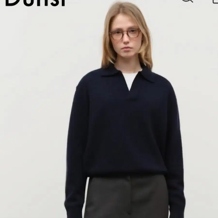 던스트OPEN COLLARED CASHMERE SWEATER NAVY_UNISEX_UDSW4D137N2