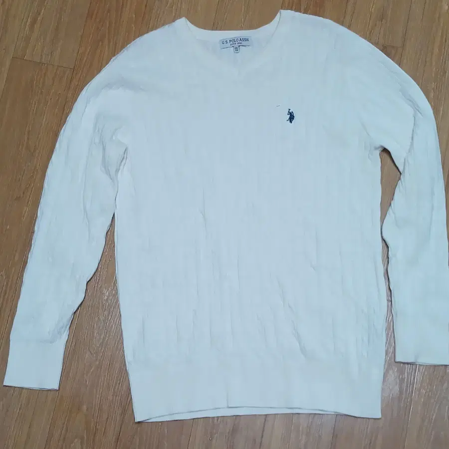 US POLO ASSSN 브이넥 코튼 니트웨어 110 꽈배기