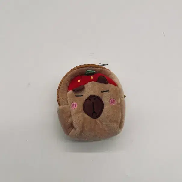 딸기 모자 카피바라 동전 지갑 및 이어폰 보관 키링