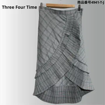 Three Four Time 체크 무늬 롱 스커트