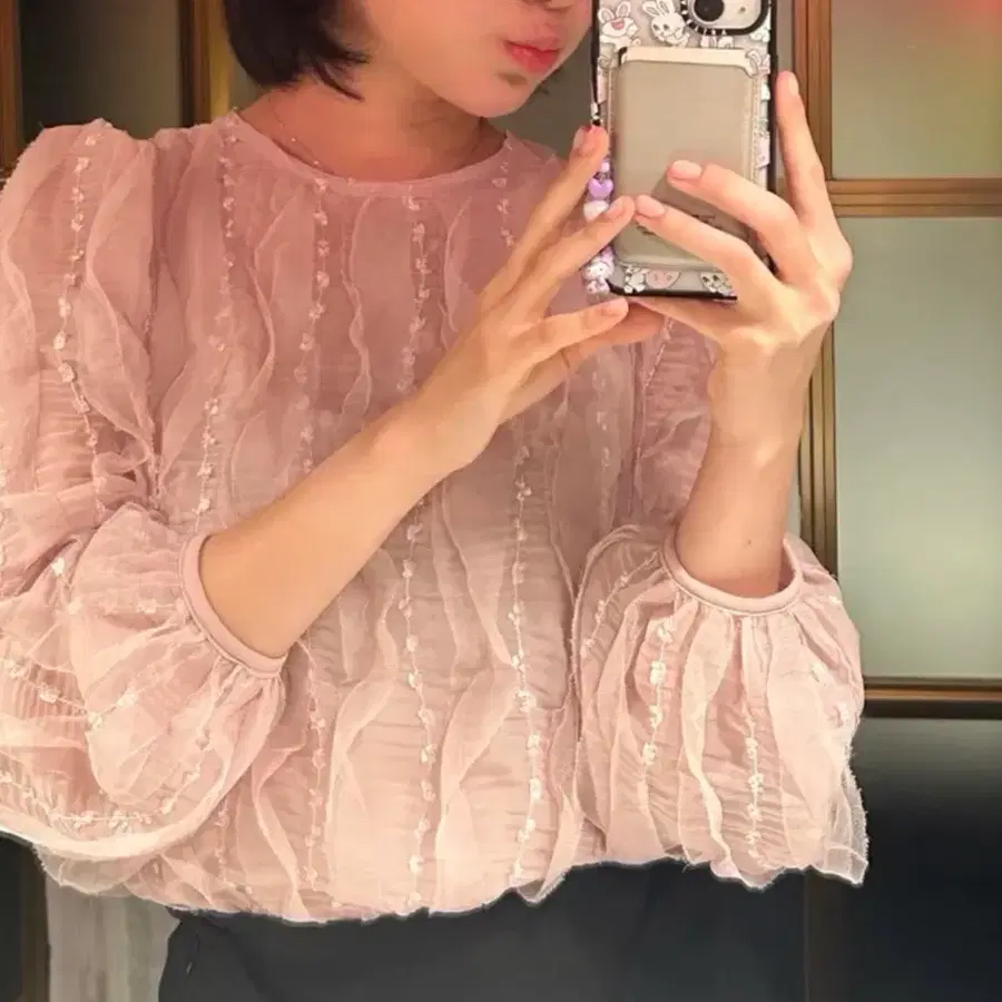 프롬비기닝 엔젤 프릴레이스 블라우스 핑크