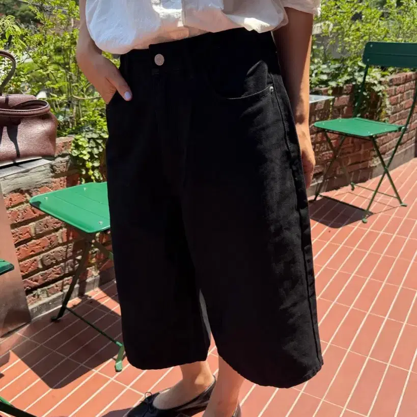 더라벨 커브 버뮤다 팬츠 여성 버뮤다팬츠 코튼바지