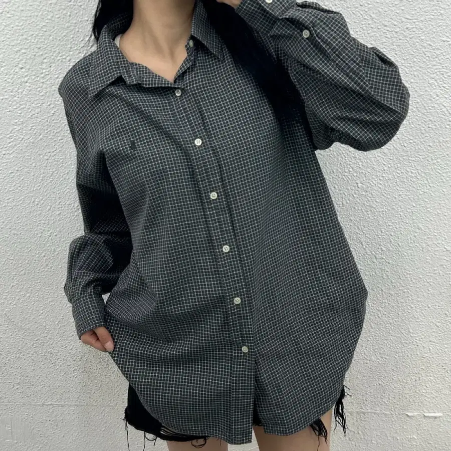 폴로 랄프로렌 블랙포니 차콜체크 셔츠 L