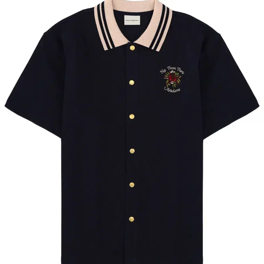 [드롤드무슈] 남성 슬로건 로즈 반팔 셔츠 SH247_CO264NAVY