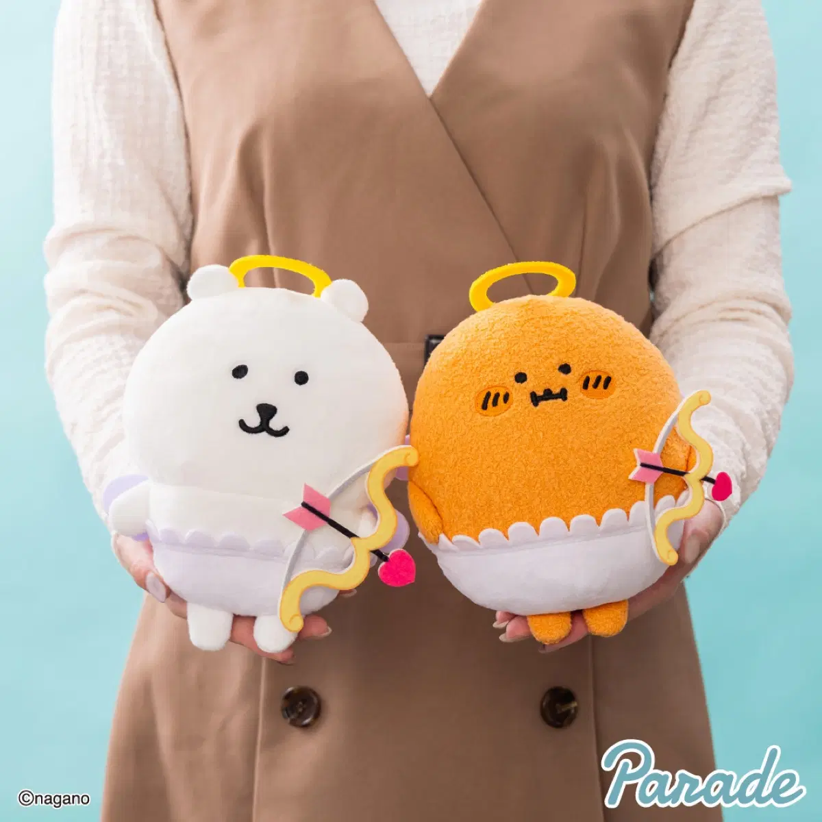 (2종 세트) 나가노 농담곰 천사 인형 20cm 농담곰 고로케 세트
