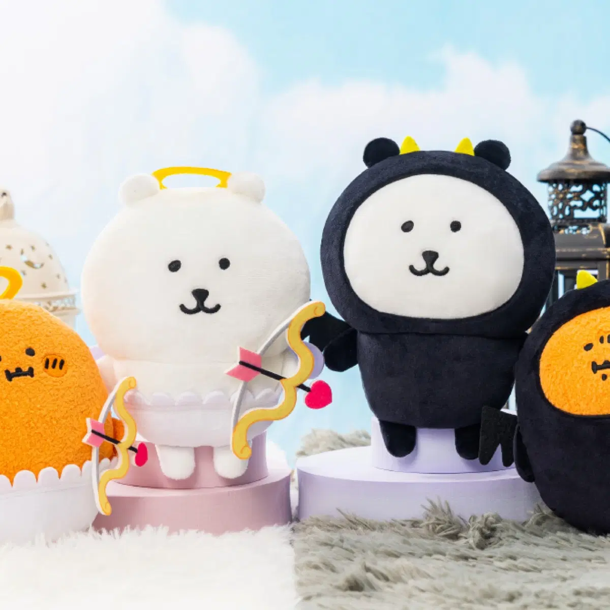(2종 세트) 나가노 농담곰 천사 악마 인형 20cm 농담곰 세트