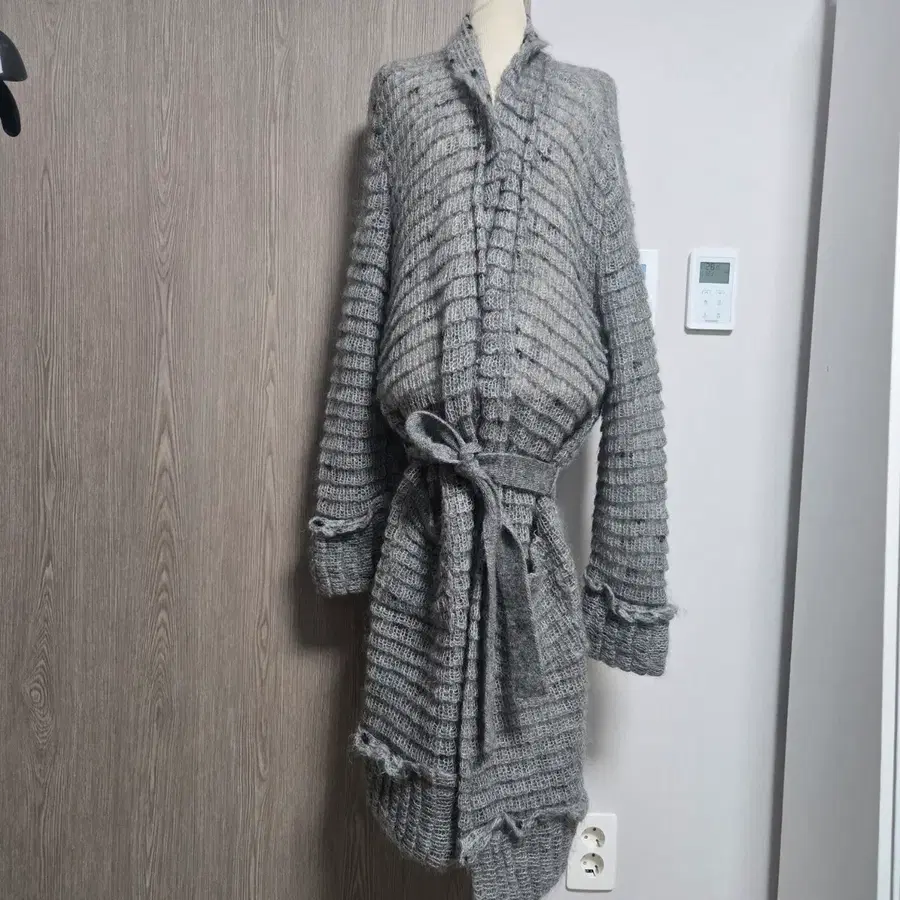 막스마라 정품 여성 롱 가디건 회색 오버핏