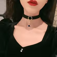 골드 링 드롭 블랙 벨벳 초커 패션 목걸이