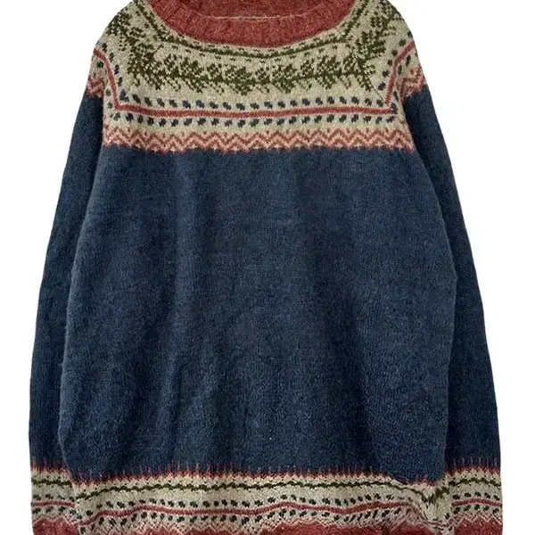[XXL] VINTAGE 노르딕패턴 수건재질 오버핏니트